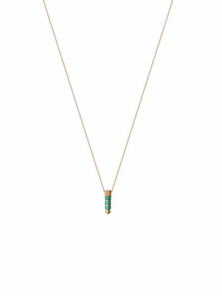 18kt Gold Plated Silver Necklace with Green Agate | Syndesis Charm