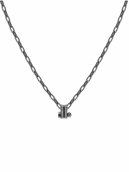Rhodium Plated Silver Necklace with Brilliants | Syndesis