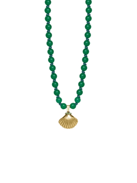 10kt Gold Necklace With Tsavorite & Jade Amazonite |
